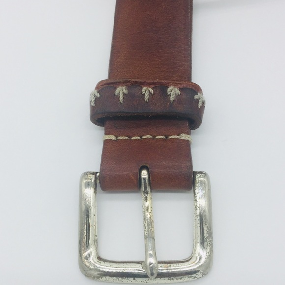 BOHO LUXE LEATHER BELT W/ STITCHING || Brown || L - Picture 3 of 8
